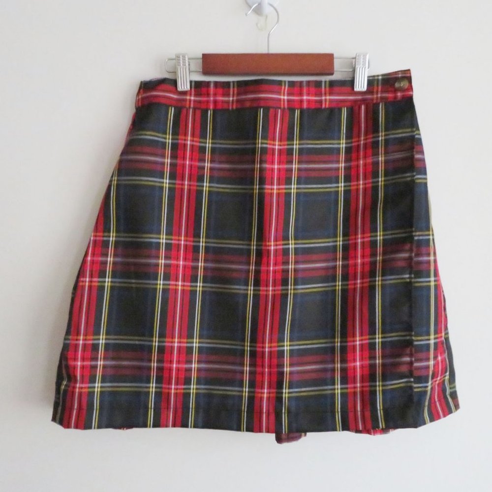 NWT Sim & Sam wrap skirt plaid check M